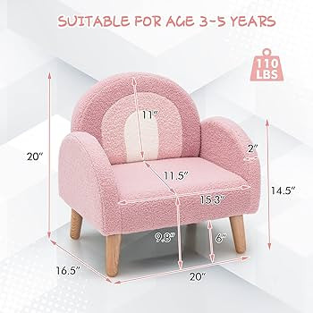 INFANS Kids Sofa, Toddler Armchair with Solid Wooden Frame Anti-Tipping Design Plush Fabric, Upho... | Amazon (US)