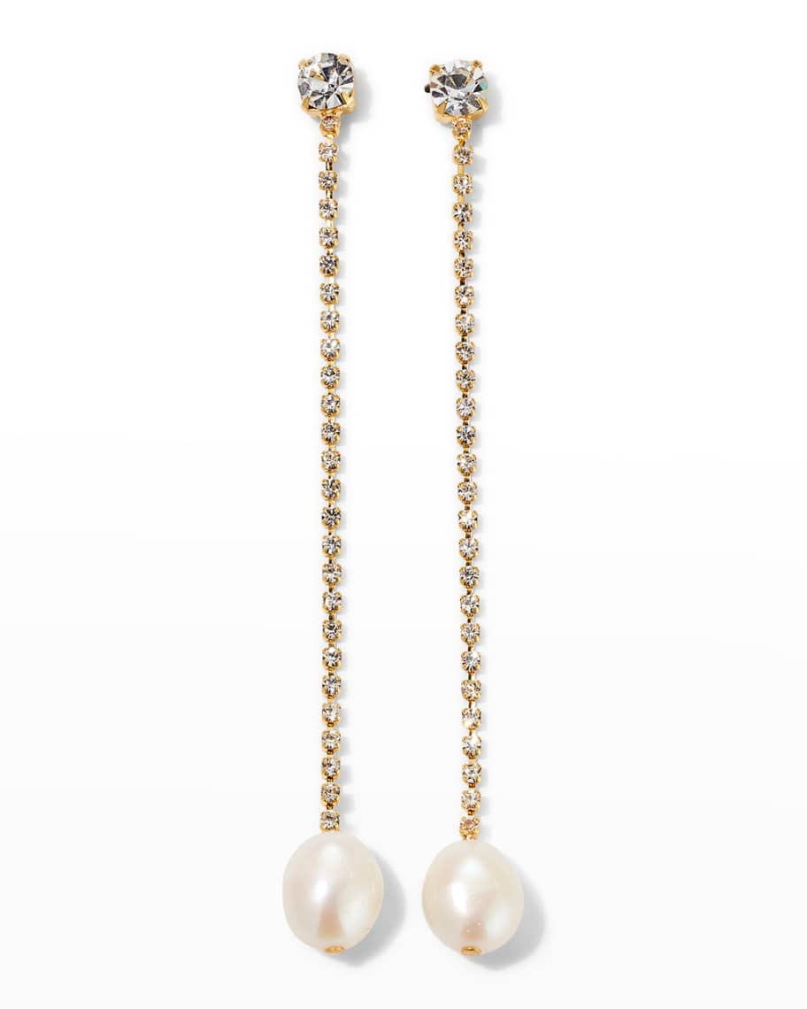 Lizzie Fortunato Rhinestone Chain Earrings in Pearl | Neiman Marcus