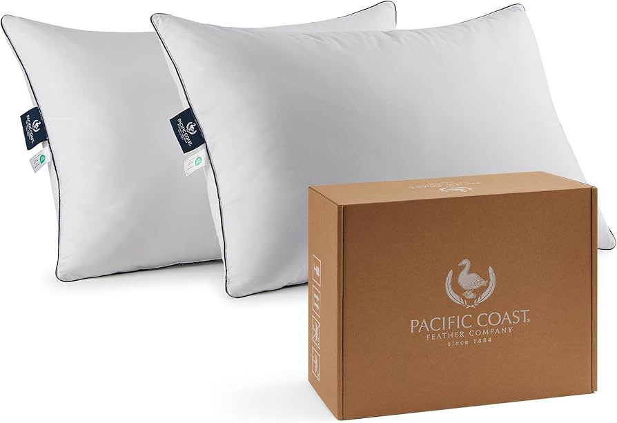 Pacific Coast Bed Pillow, Luxury Hotel Goose Feather and Down Firm Pillow for Sleeping with 100% ... | Amazon (US)
