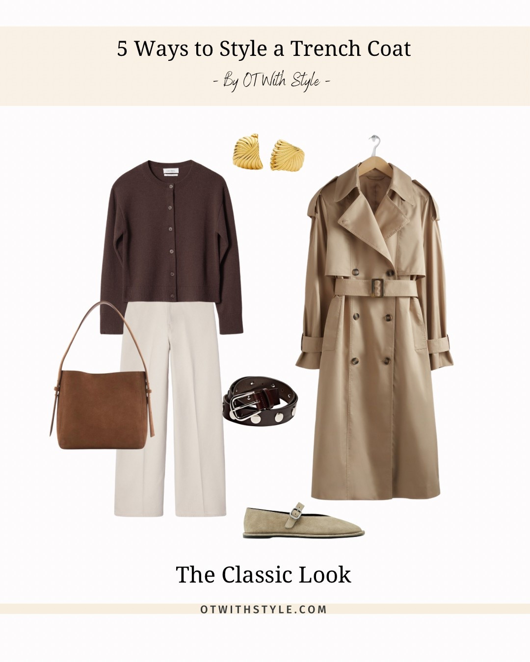 Styling a trench coat with a brown cardigan and beige jeans 🤎🤍

#LTKuk #LTKspring #LTKworkwear