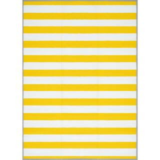 Luna Yellow 8 ft. x 10 ft. Stripes Indoor/Outdoor Area Rug | The Home Depot