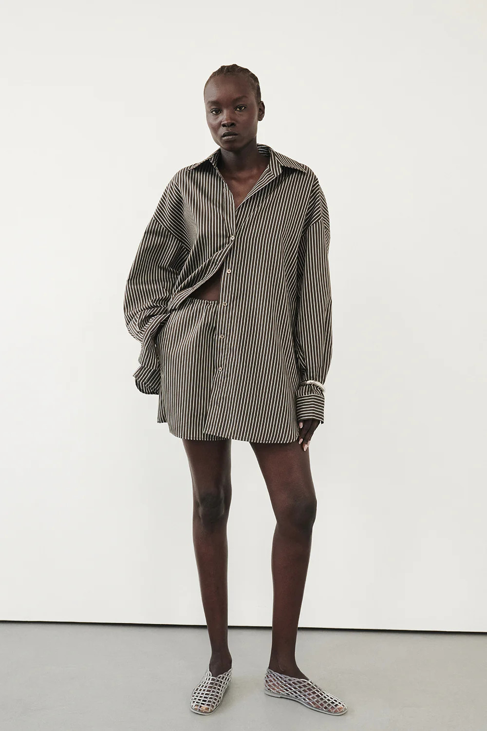 PALMA BITTER CHOC OVERSIZED SILK BLEND SHIRT | DISSH