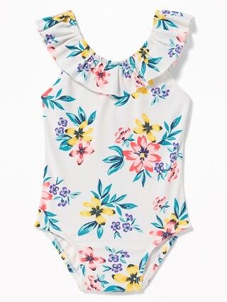 Printed Ruffle-Neck Bow-Back Swimsuit for Toddler Girls | Old Navy US
