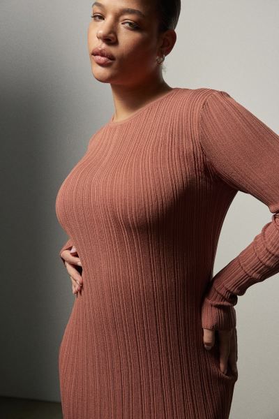 Rib-knit Dress - Brown - Ladies | H&M US | H&M (US + CA)