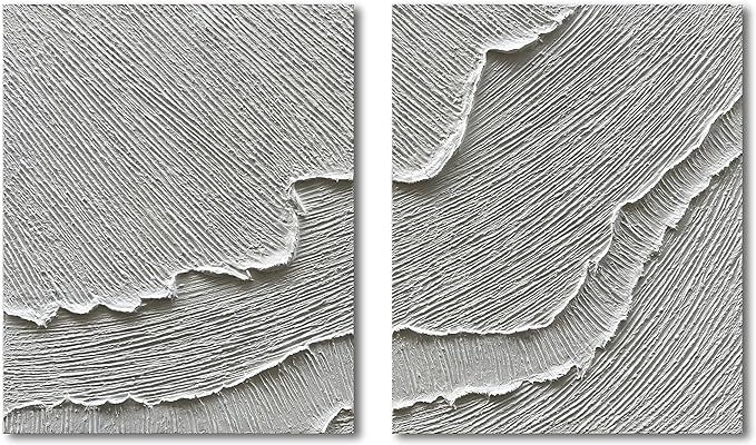 NANKAI 20x24 Inch x 2 Thick Texture White Texture Abstract Oil Painting Beach Wave Landscape Pain... | Amazon (US)