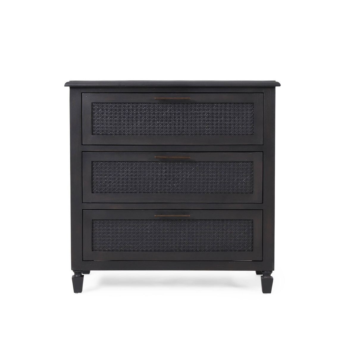 Newell Rustic Acacia Wood and Cane 3 Drawer Dresser Dark Gray - Christopher Knight Home | Target