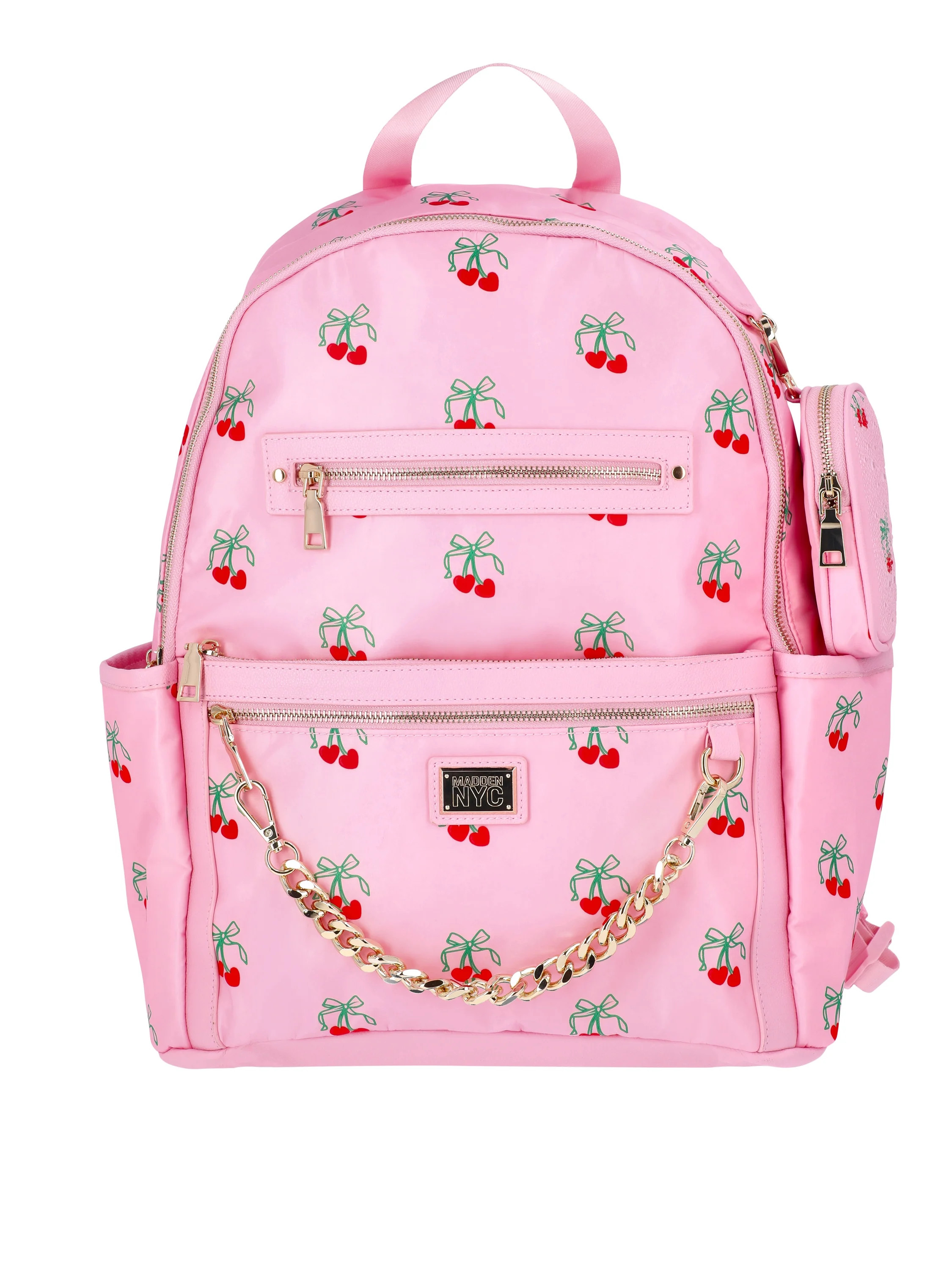 Madden NYC Women's Chain Pocket 17" Dome Backpack, Pink Cherry - Walmart.com | Walmart (US)