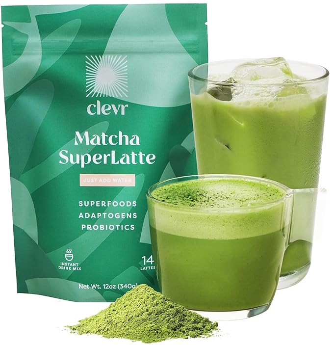 Clevr Matcha Green Tea Powder, Oat Milk Instant Latte Mix with Organic Matcha, Adaptogens, Mushro... | Amazon (US)