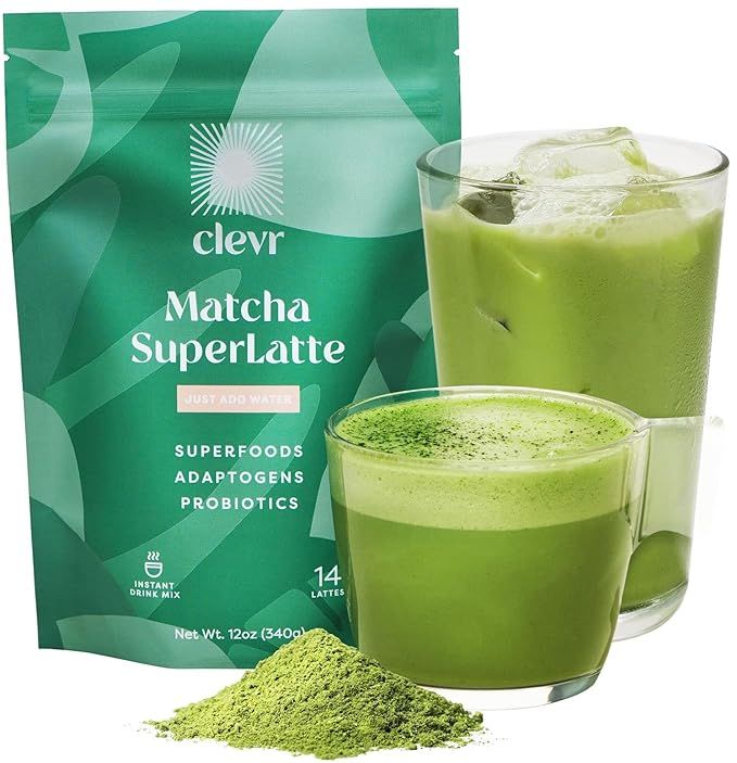 Clevr Matcha Green Tea Powder, Oat Milk Instant Latte Mix with Organic Matcha, Adaptogens, Mushro... | Amazon (US)