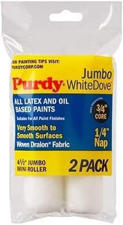 Purdy 140624010 Jumbo Mini White Dove Roller Replacements, 2-Pack, 4-1/2 inch x 1/4 inch nap | Amazon (US)
