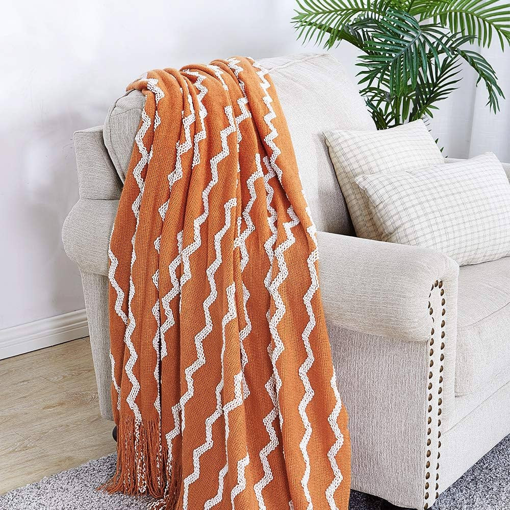 BOURINA Fluffy Chenille Knitted Fringe Throw Blanket Lightweight Soft Cozy for Bed Sofa Chair Thr... | Amazon (US)