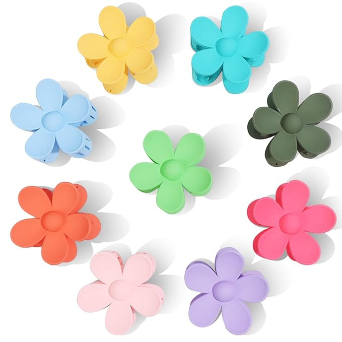 Flower Hair Clips 9PCS Hair Claw Clips – Large Hair Jaw Clips For Women Thick Hair, Non Slip Cu... | Amazon (US)