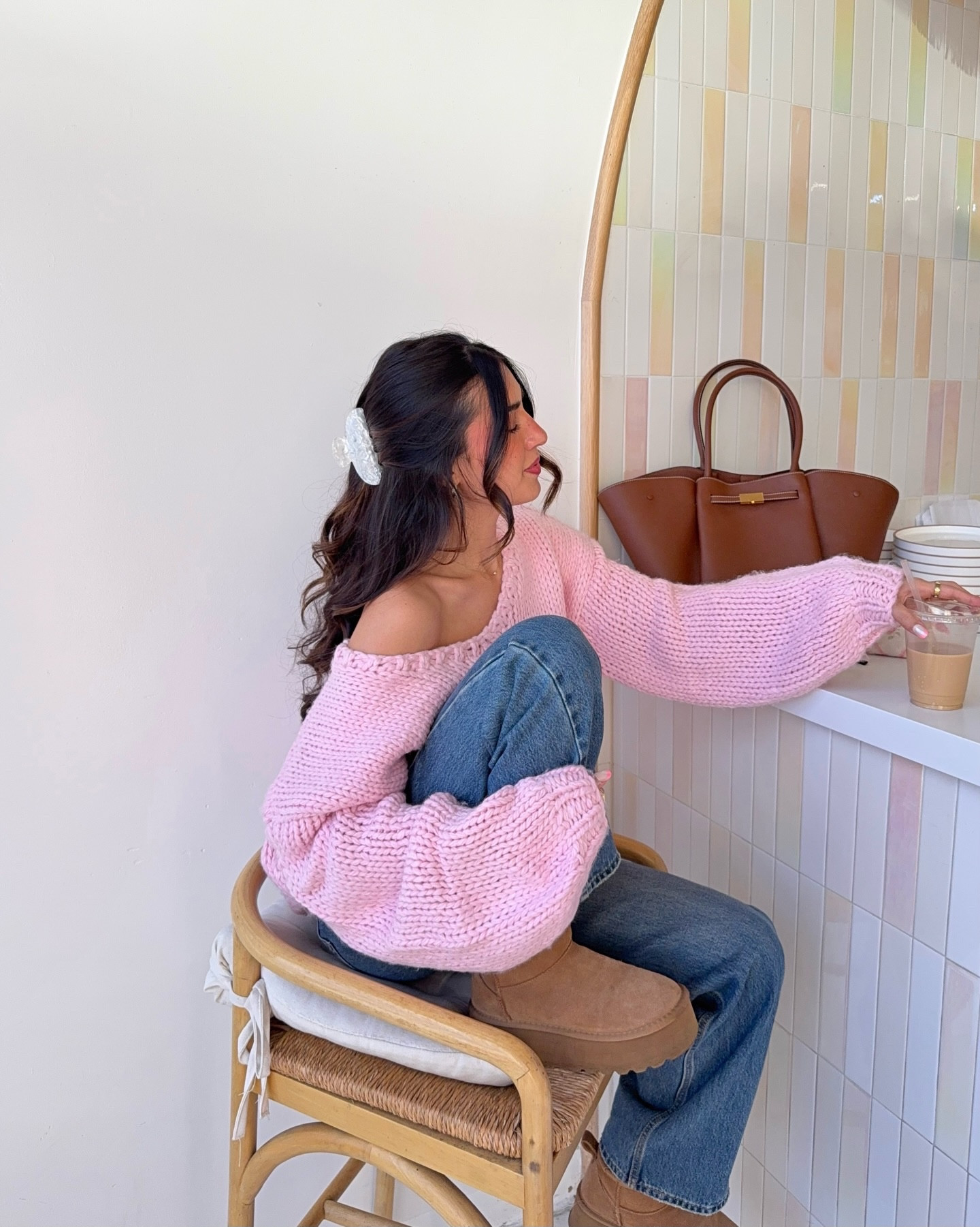 I finally got my hands on the cutest cozy baby pink knit @beginningboutique so like let’s go get coffee? 🥹💞☕️ BBXTANIA 

.

.

Cozy pink knit cafe outfit inspo, valentines everyday outfit, valentines easy to recreate outfit