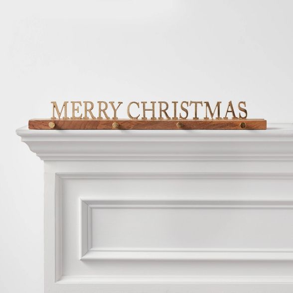 26" x 3" Merry Christmas Stocking Holder Gold - Threshold™ | Target