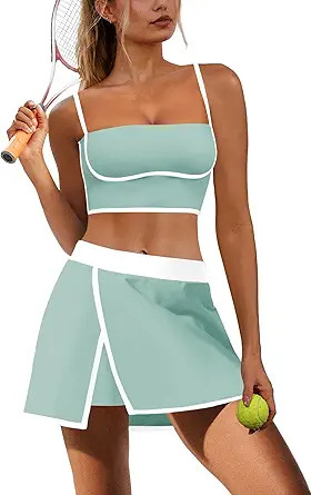 Nirovien Womens Workout Sets 2 Piece Tennis Skort Sets Golf Athletic Outfits Sports Bra and Skirt... | Amazon (US)