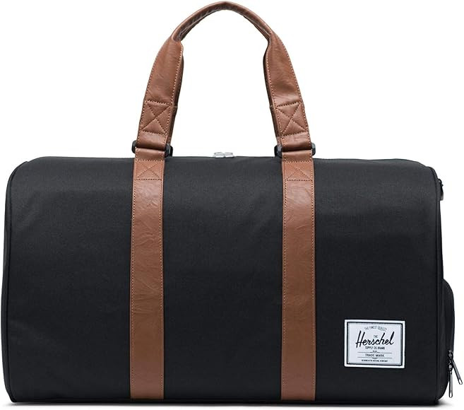 Herschel Novel Duffel Bag, Black/Tan Synthetic Leather, Classic 42.5L | Amazon (US)