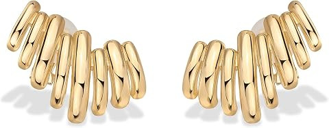 PAVOI Ear Climber Earrings for Women, 14K Gold Plated Statement Studs | Amazon (US)