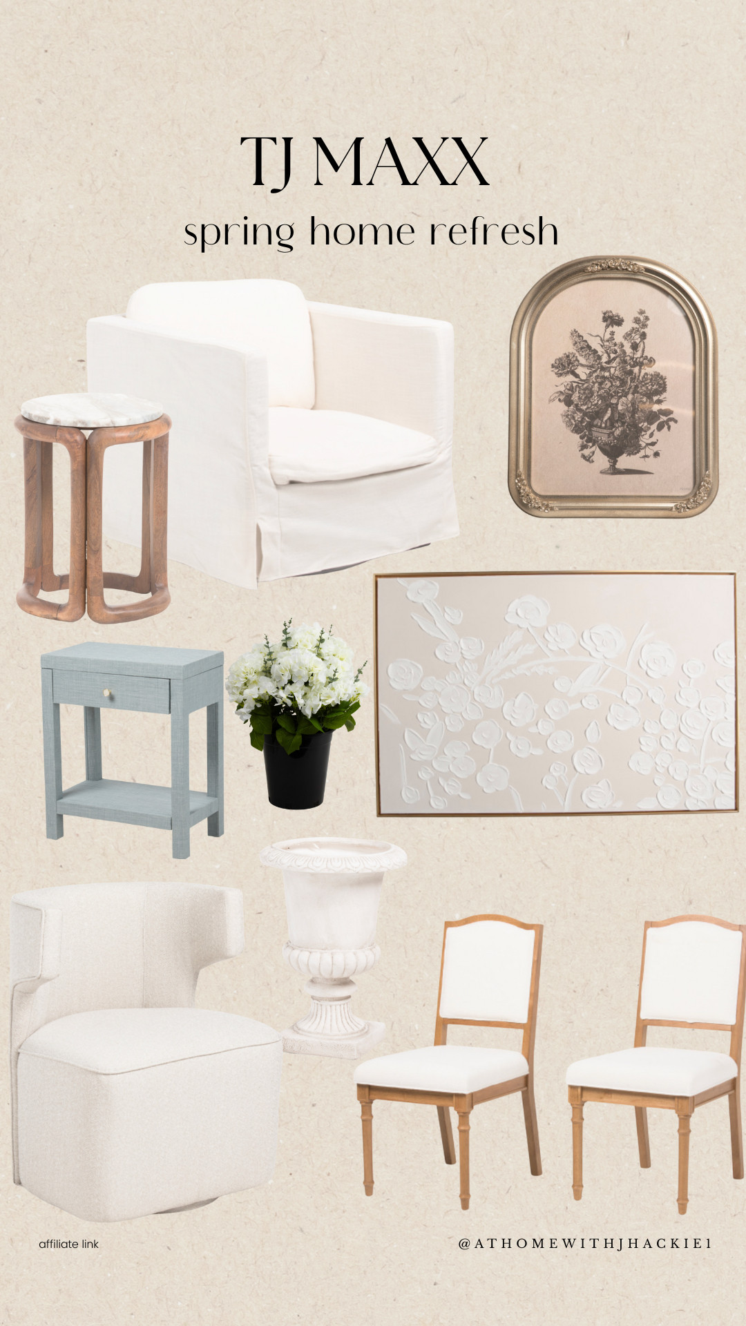 TJ maxx home decor, spring home refresh, neutral accent chair, boucle accent chair, white accent chair, side table wood, decorative wall art spring, floral wall art neutral, indoor planters decorative, spring home accents, neutral furniture finds, traditional home decor style, cozy living room refresh, affordable home decor 

 

#LTKSeasonal #LTKHome