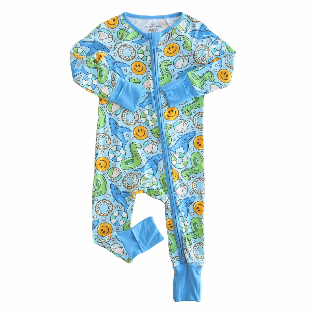 Floatie Friends Convertible Zip Romper | Blue | Caden Lane