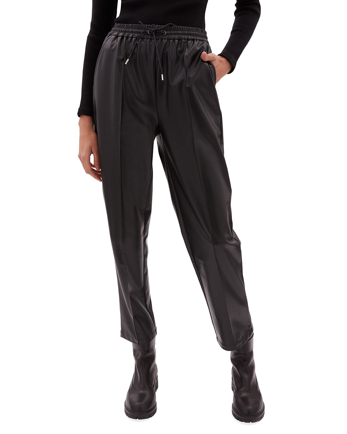 Tay Stretch Vegan-Leather Jogger Pants | Neiman Marcus