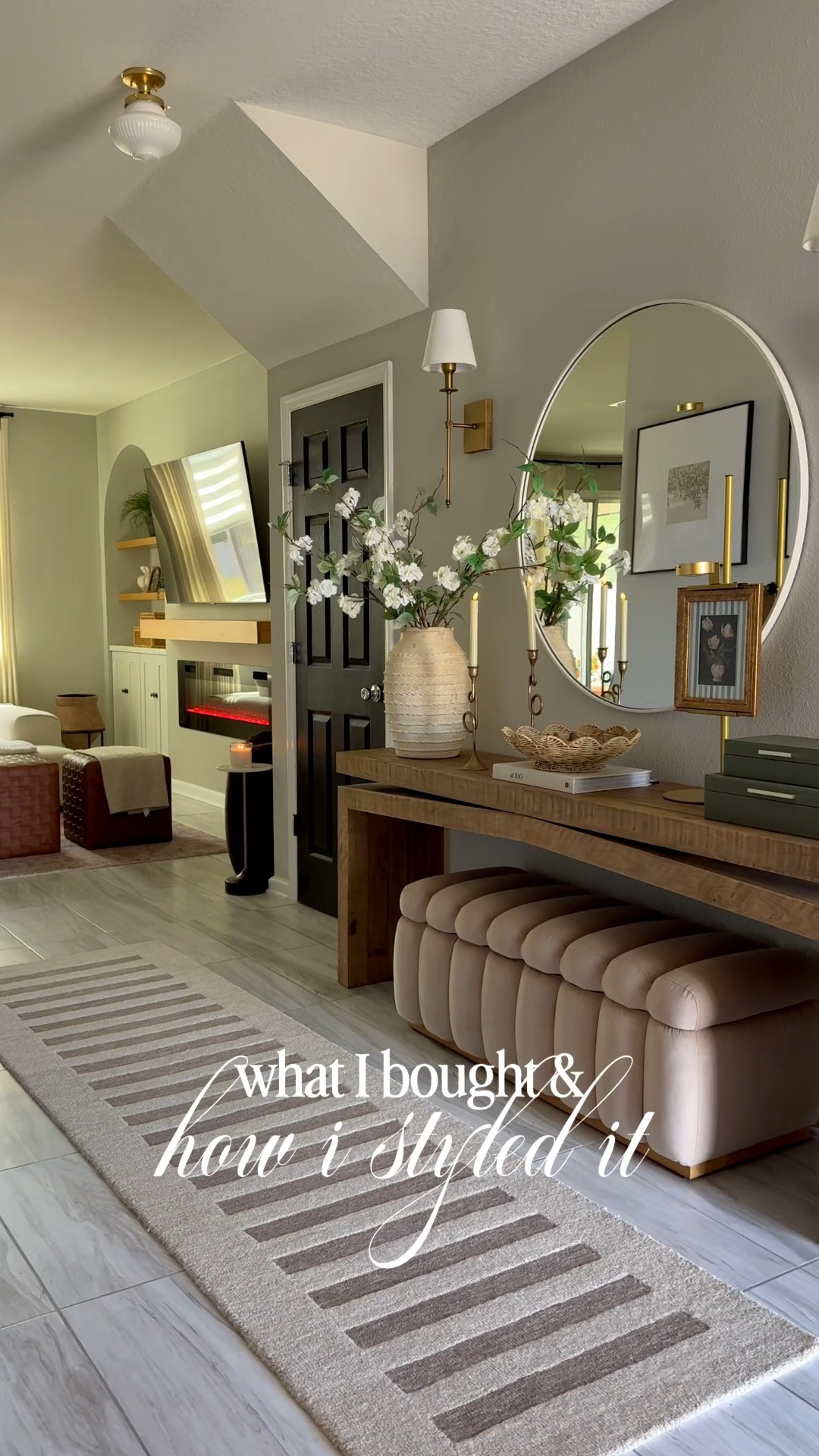 What I bought & how I styled it.. 🔥 I always love seeing online photos and then seeing how someone styled the piece! Hope this helps xo 

Walmart home finds, entryway, console table, living room, ottomans, bathroom cabinet, small entryway inspo, recliner, designer inspired home finds

#LTKHome