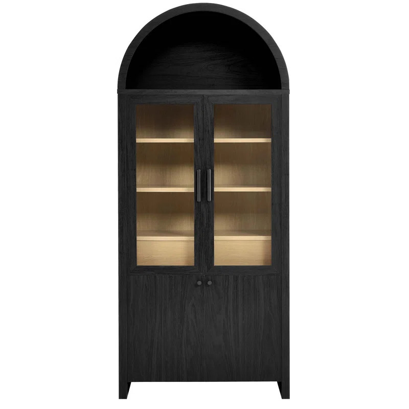 Modway Evie Arched Tall Display Cabinet In Black Oak | Wayfair North America
