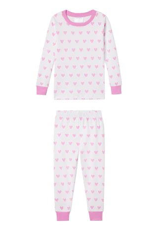 Kids Long-Long Set in Pink Heart | Lake Pajamas