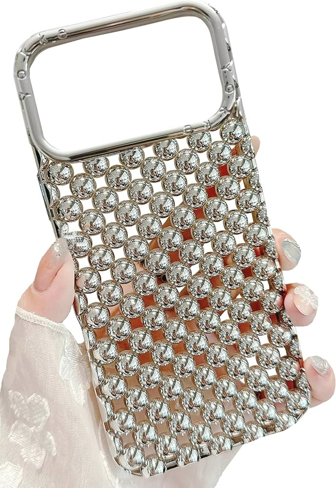 JANDM Hollow Out Compatible with iPhone 17 Pro Case, Fashion Silver 3D Beads Bubble Cut-Out Desig... | Amazon (US)