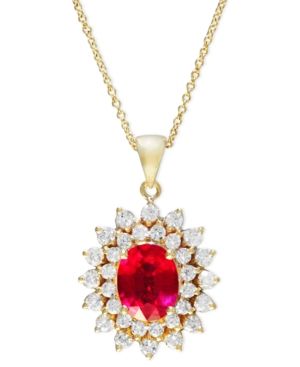 Royalty Inspired by Effy Ruby (1-9/10 ct. t.w.) and Diamond (1 ct. t.w.) Oval Pendant in 14k Gold | Macys (US)