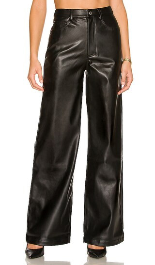 Vegan Leather High Rise Dad Jean in Black | Revolve Clothing (Global)