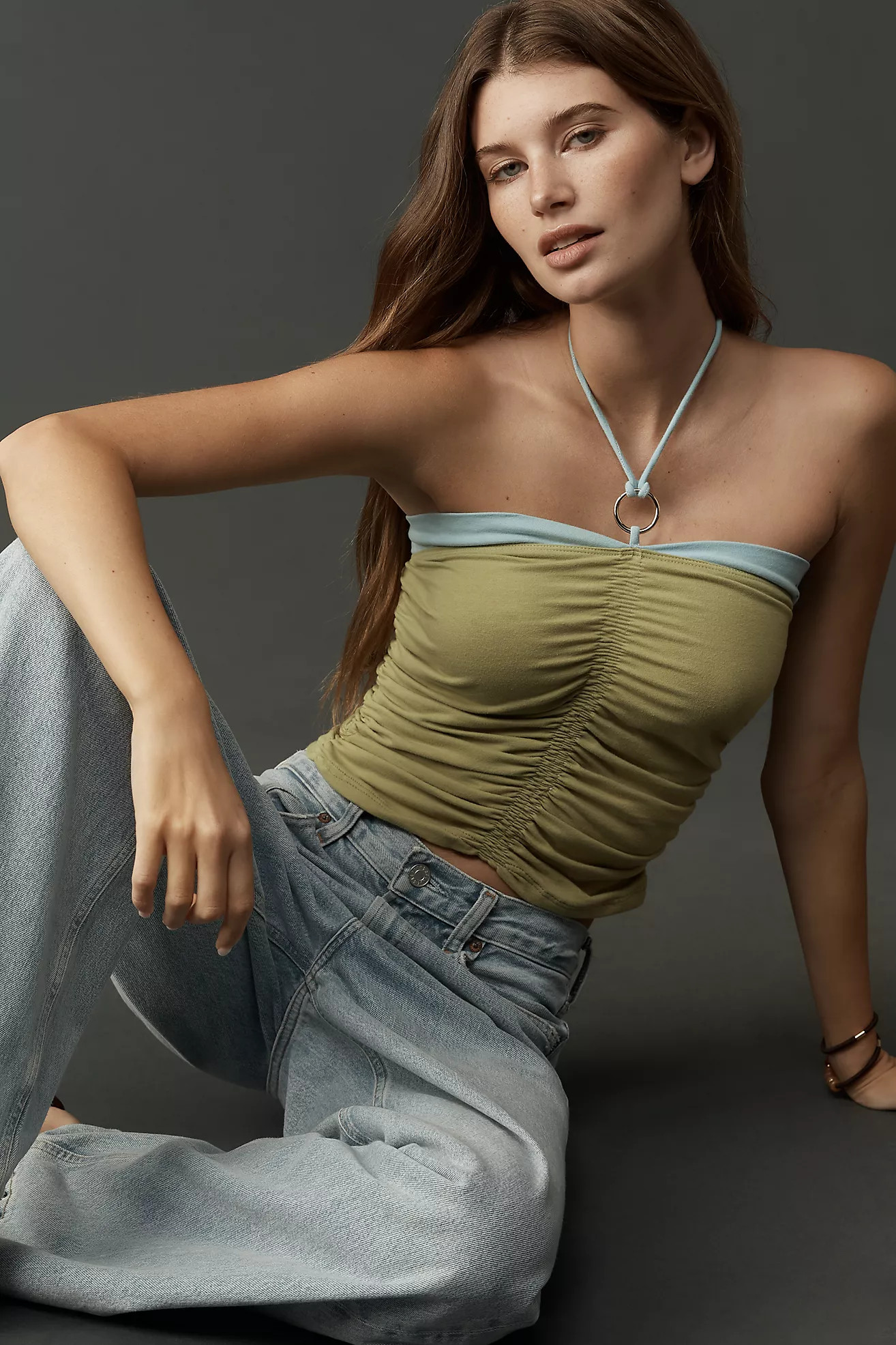 By Anthropologie Ruched Colorblock Halter Tank | Anthropologie (US)