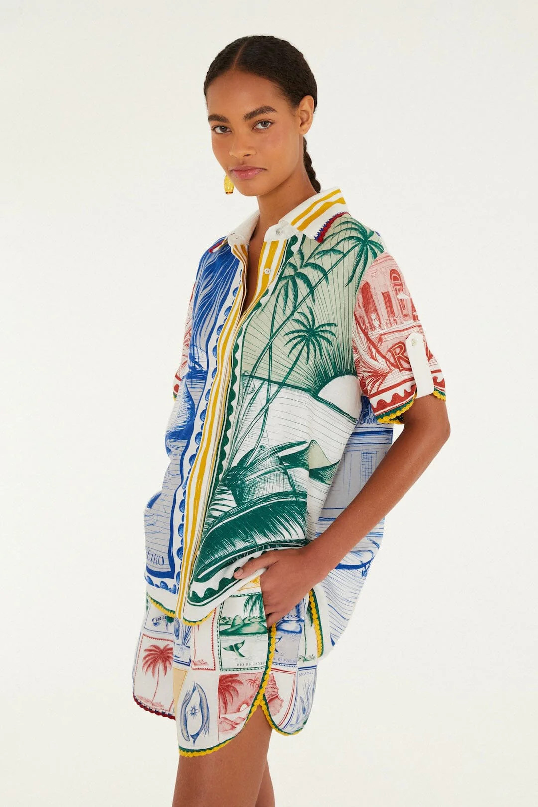 Off-White Brasil Vintage Crochet Lenzing Ecovero Euroflax Shorts | FARM Rio | FarmRio (US)
