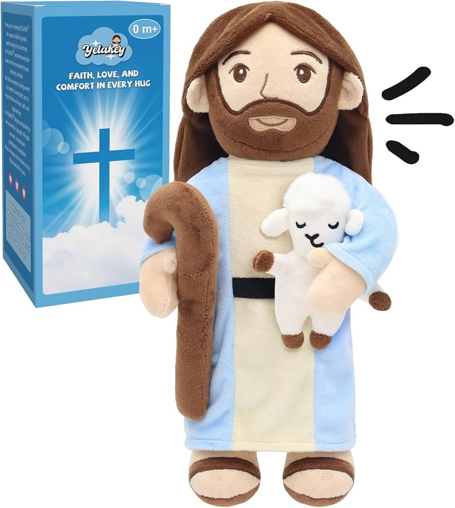 Good Shepherd Jesus Plush Talking Doll - 15'' Soft Jesus Holding Lamb Plush Toy Speaks 1 Story, 5... | Amazon (US)