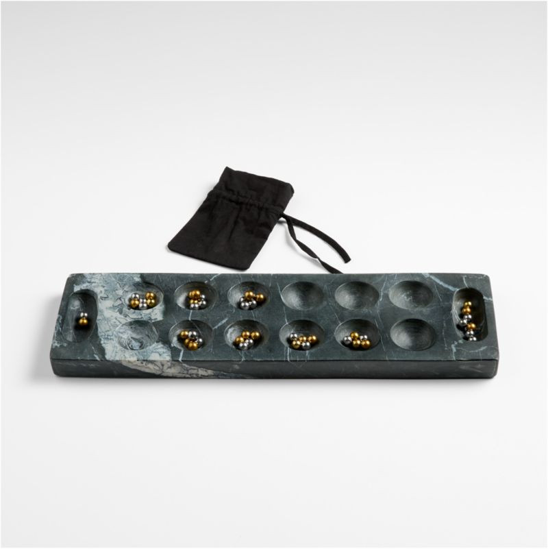 Ocean Black Marble Mancala Game | Crate & Barrel | Crate & Barrel