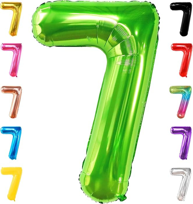 KatchOn, Giant Light Green Number 7 Balloon - 40 Inch | 7th Birthday Balloon for 7th Birthday Dec... | Amazon (US)