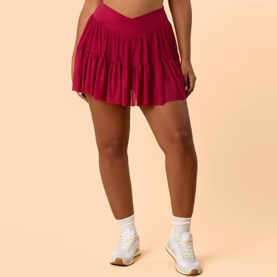 Blogilates Women's Ballerina Skort - Burgundy 2X | Target