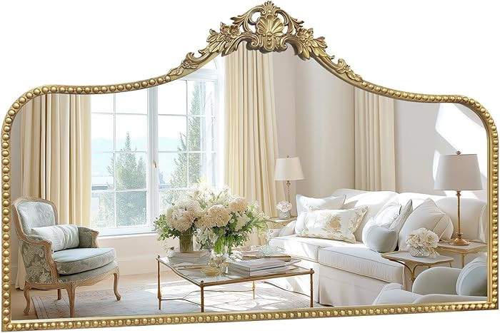 G-LEAF Vintage Baroque Mirror 48"X30", Victorian Antique Mirror with Gold Ornate Metal Frame for ... | Amazon (US)