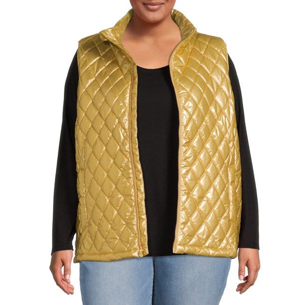 Time and Tru Women's and Plus Diamond Quilt Vest - Walmart.com | Walmart (US)