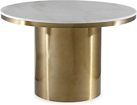 TOV Furniture Alisin Modern Round Dining Table with Stainless Steel Base, Marble/Brushed Gold | Amazon (US)