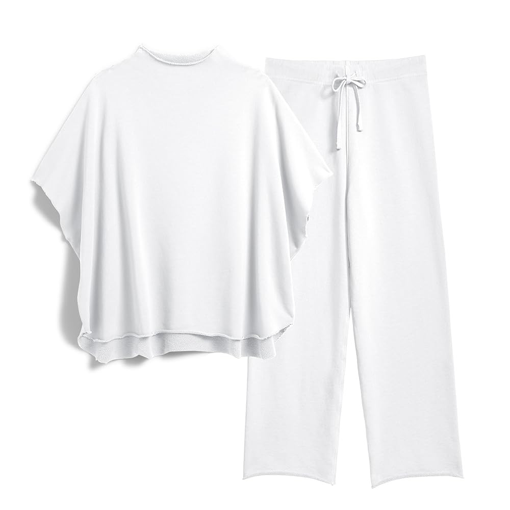 Women's Two Piece Outfits 3/4 Batwing Sleeve Capelet Crew Neck Pullover Top Wide Leg Pants Lounge... | Amazon (US)