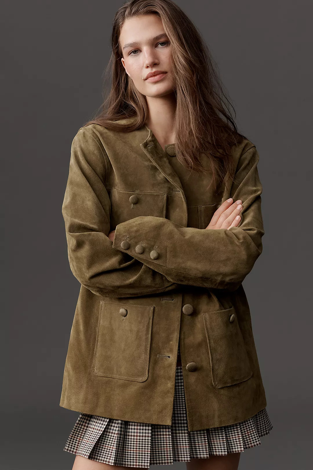 BLANKNYC Real Suede Collarless Jacket | Anthropologie (US)
