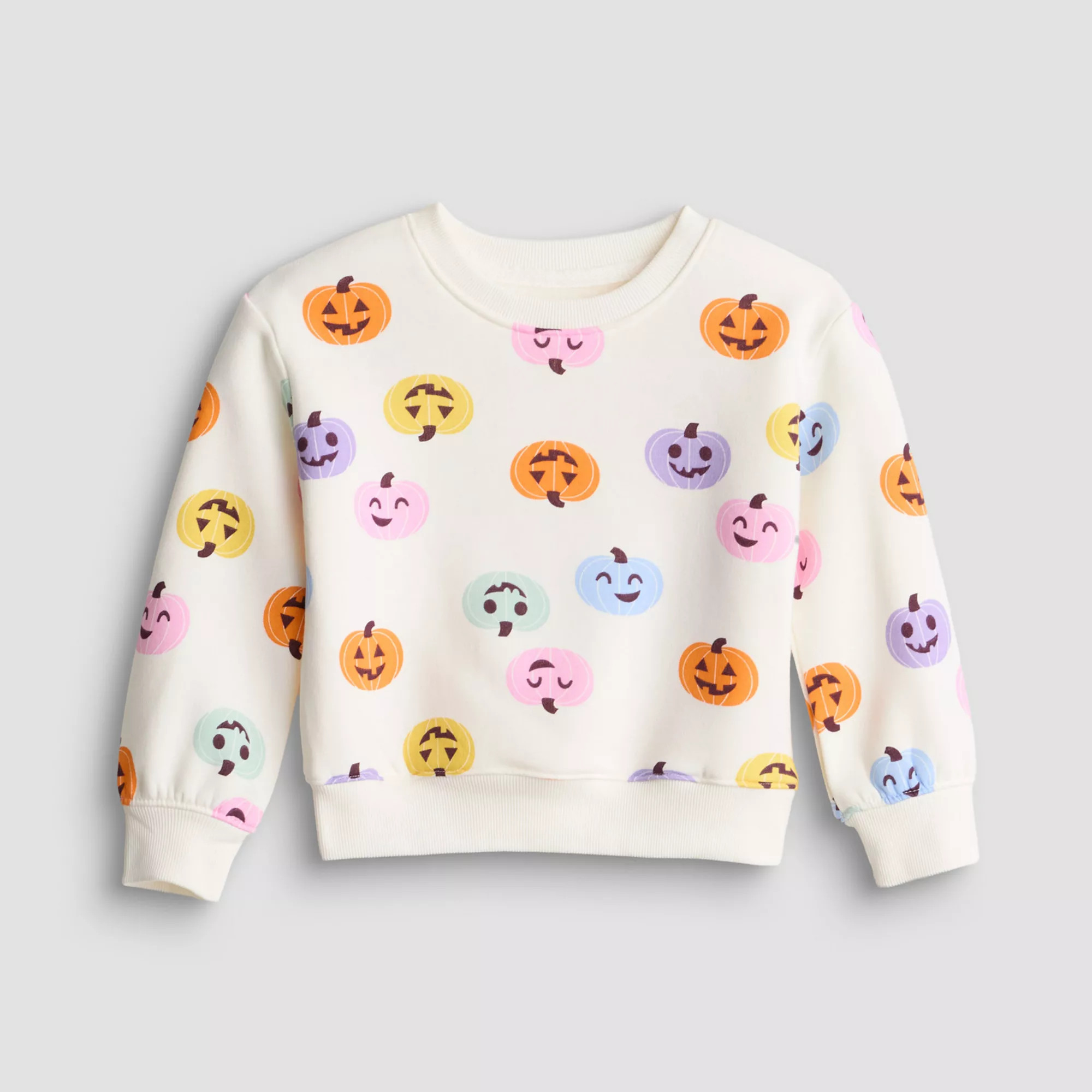 Baby & Toddler Girl Jumping Beans\u00ae Colorful Pumpkin Print Fleece Crew Sweatshirt | Kohl's