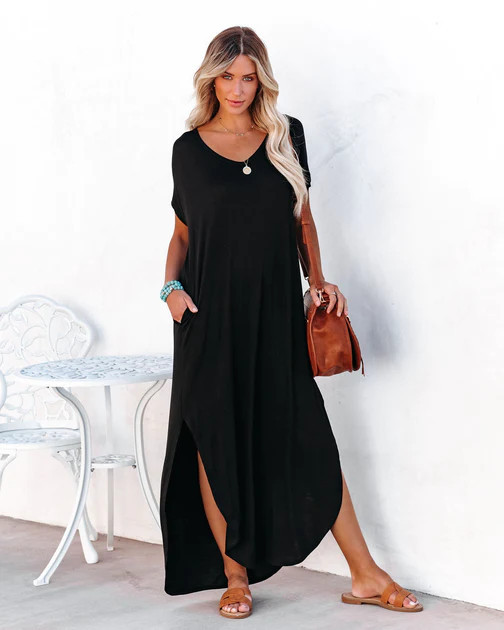Farmers Market Pocketed Modal Maxi Dress - Black | VICI