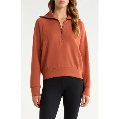 SPANX® AirEssentials Half Zip Sweatshirt in Very Black at Nordstrom, Size Medium | Nordstrom