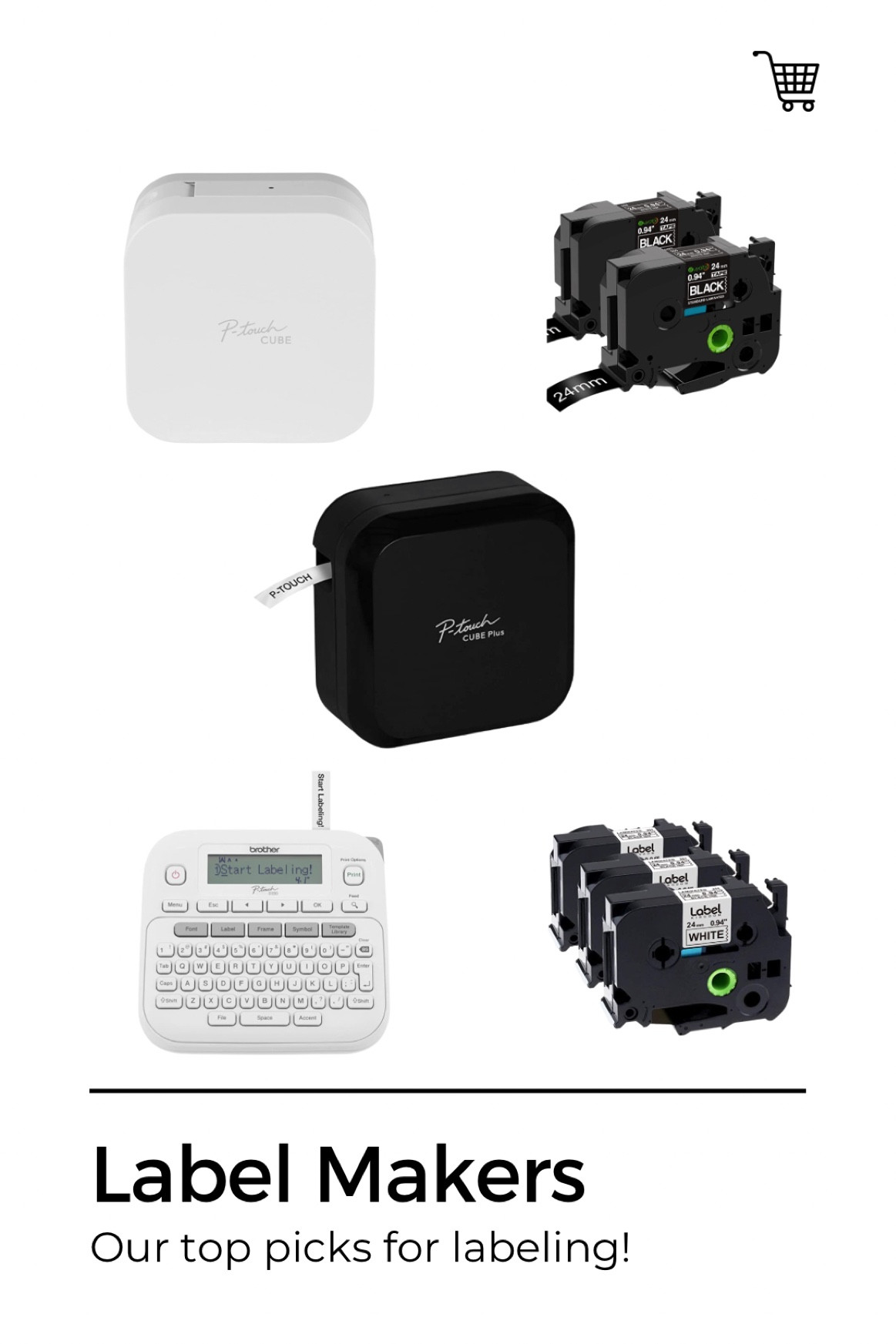 Some label maker options for your organizing projects! We use the black Bluetooth label maker ✨