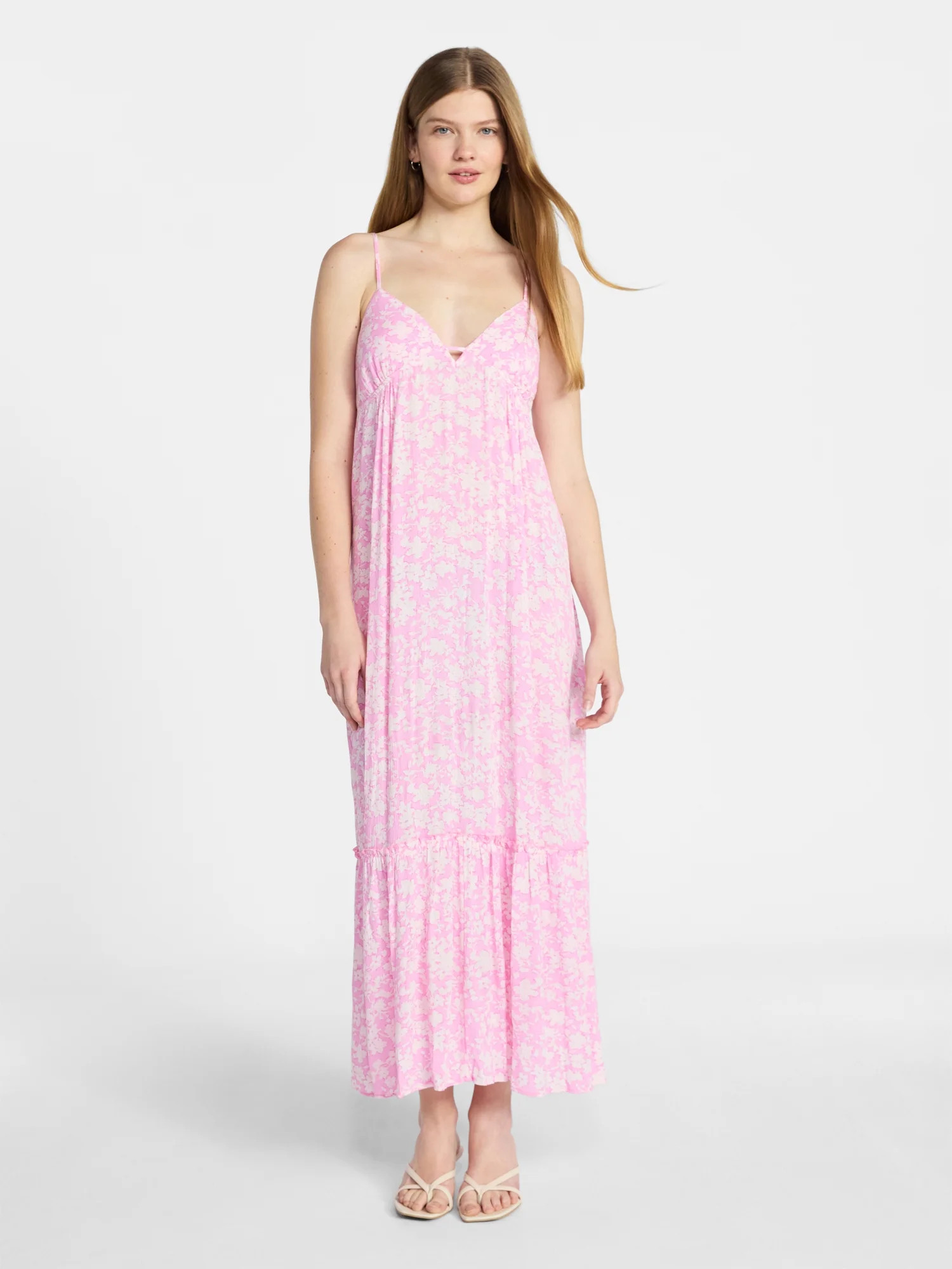 No Boundaries Sleeveless Tiered Maxi Dress, Women's XXS-XXL | Walmart (US)