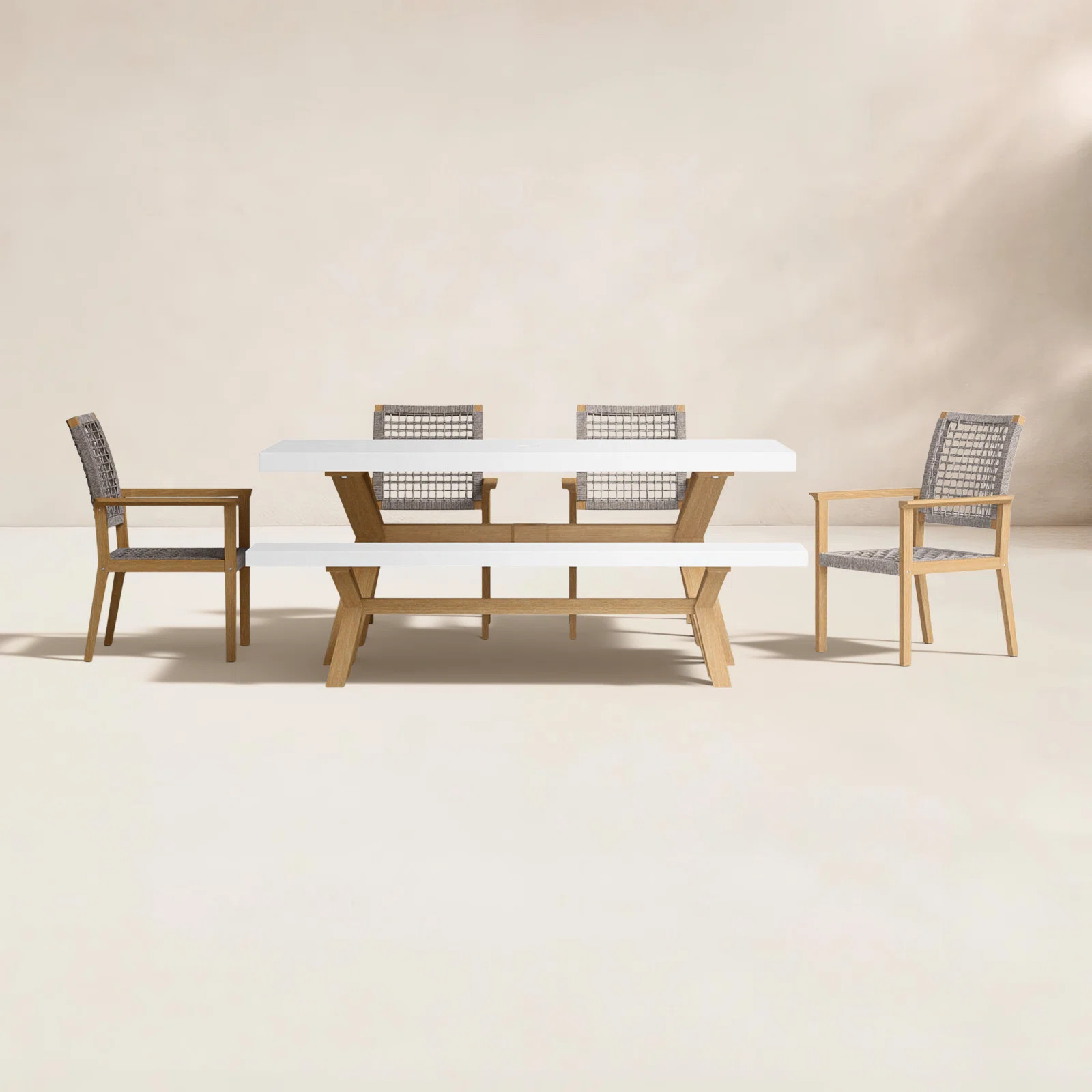 Fleur 74" Eucalyptus Patio Dining Set | Birch Lane