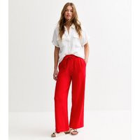 Women's Bright Red Double Cloth Wide Leg Trousers New Look | New Look (UK)