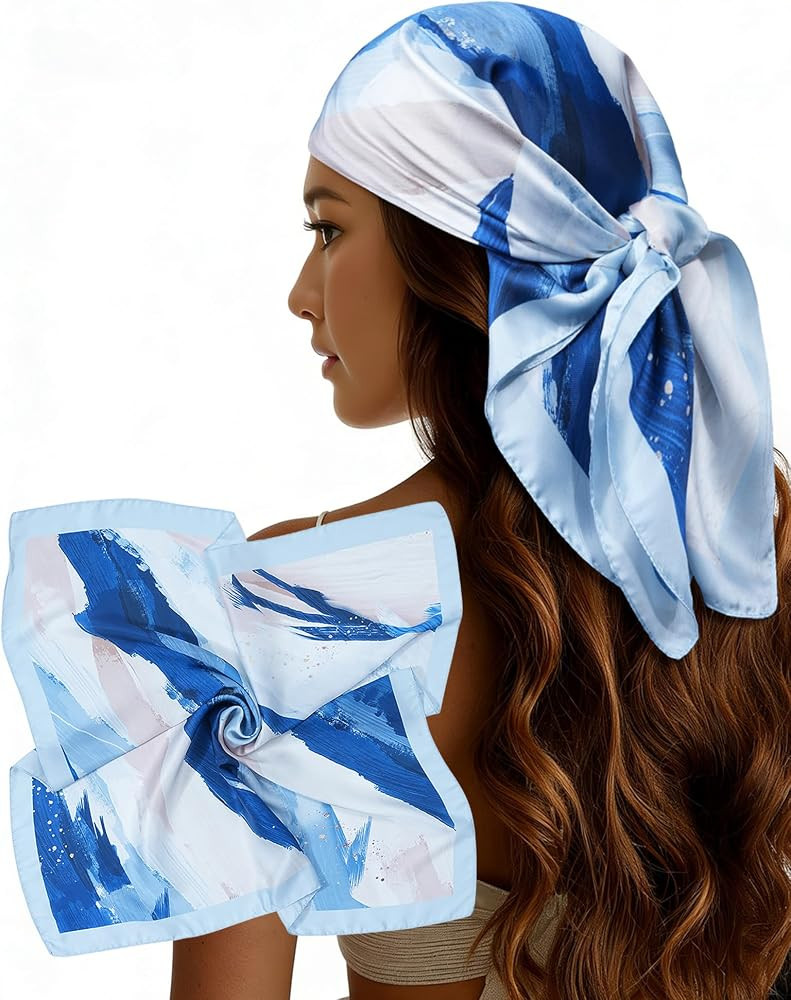 Head Satin Scarf for Women - 27 Inch Square Hair Scarves, Bandana | Amazon (US)