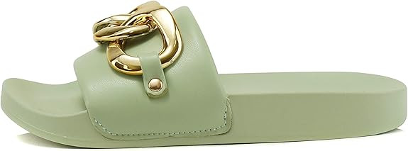 Soda TALENT ~ Women Casual Comfort Fashion Chain Upper Slide Flat Footbed Fashion Sandals | Amazon (US)